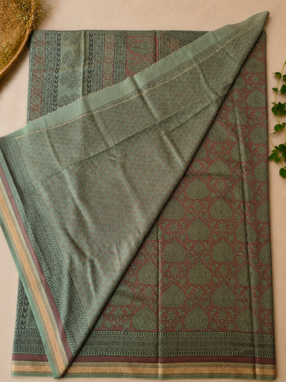 Green Bagh Print Maheshwari Saree