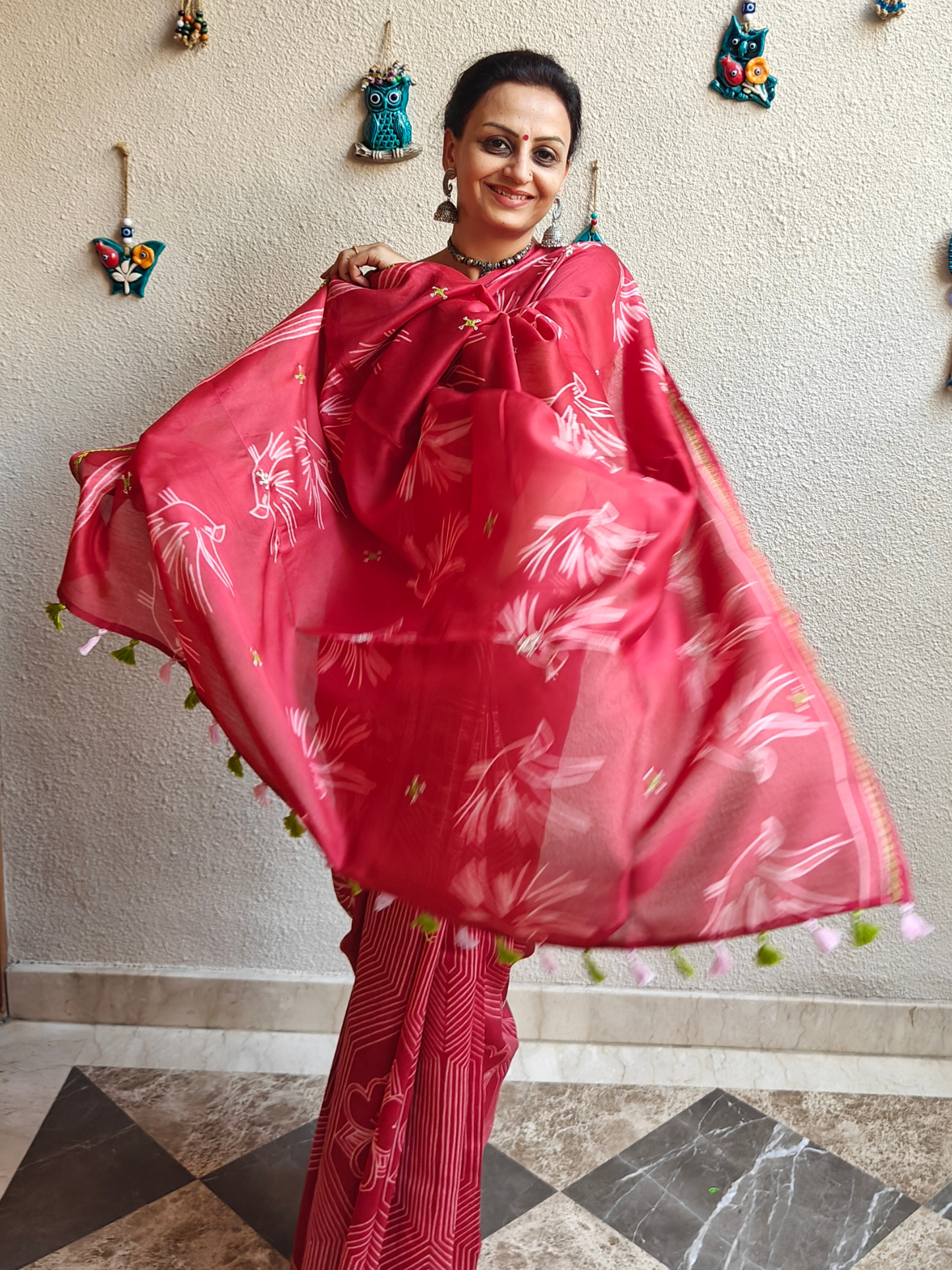 Wine Pink Shibori Handcrafted Saree