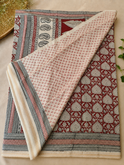 Red Bagh Print Maheshwari Saree
