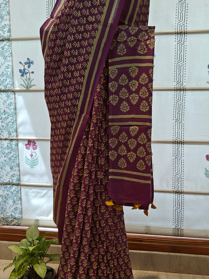 Jamuni Handblock Printed Mull Cotton Saree