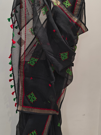 Black Kota Hand Embroidered Saree