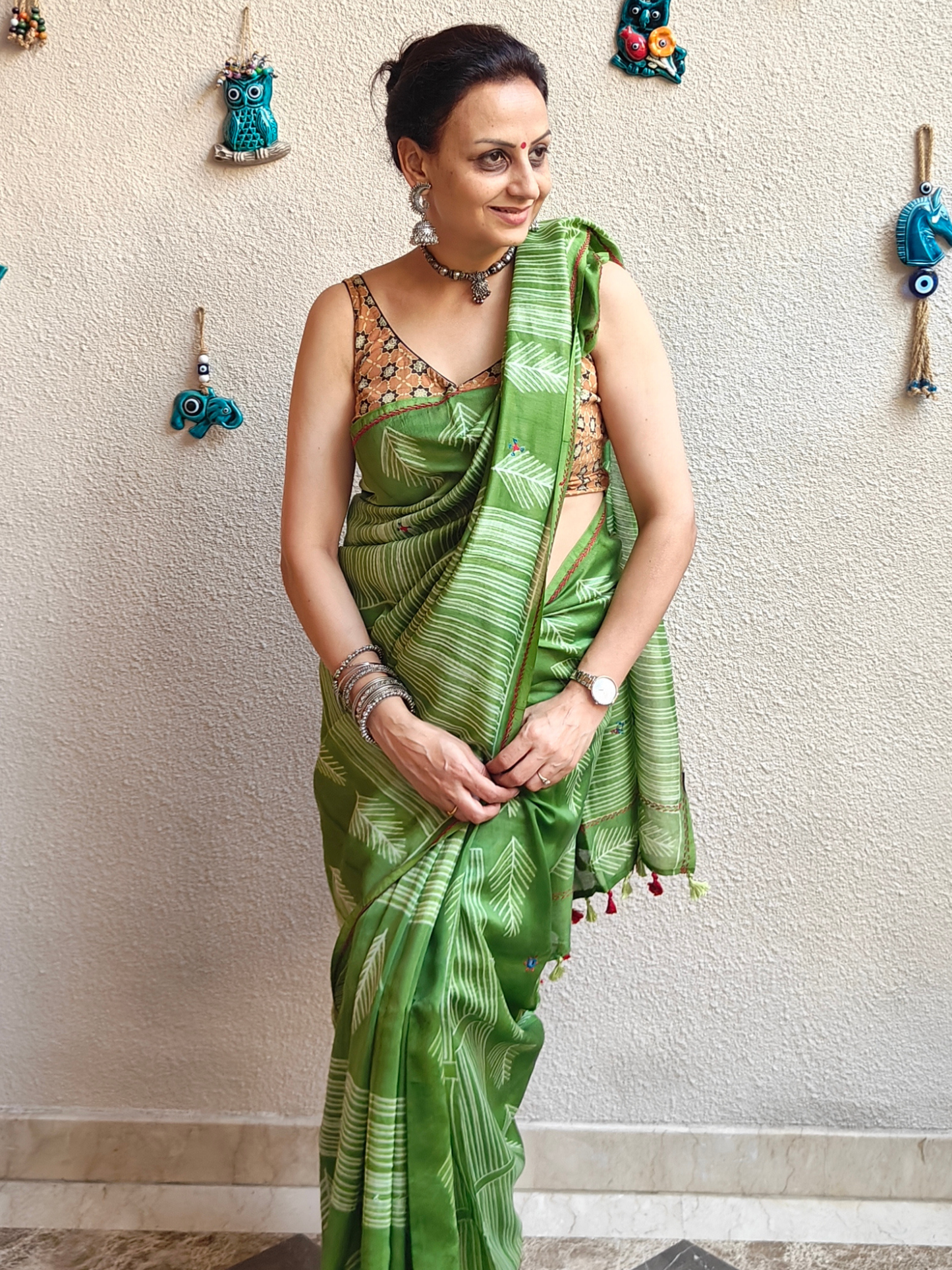 Green Shibori Handcrafted Saree