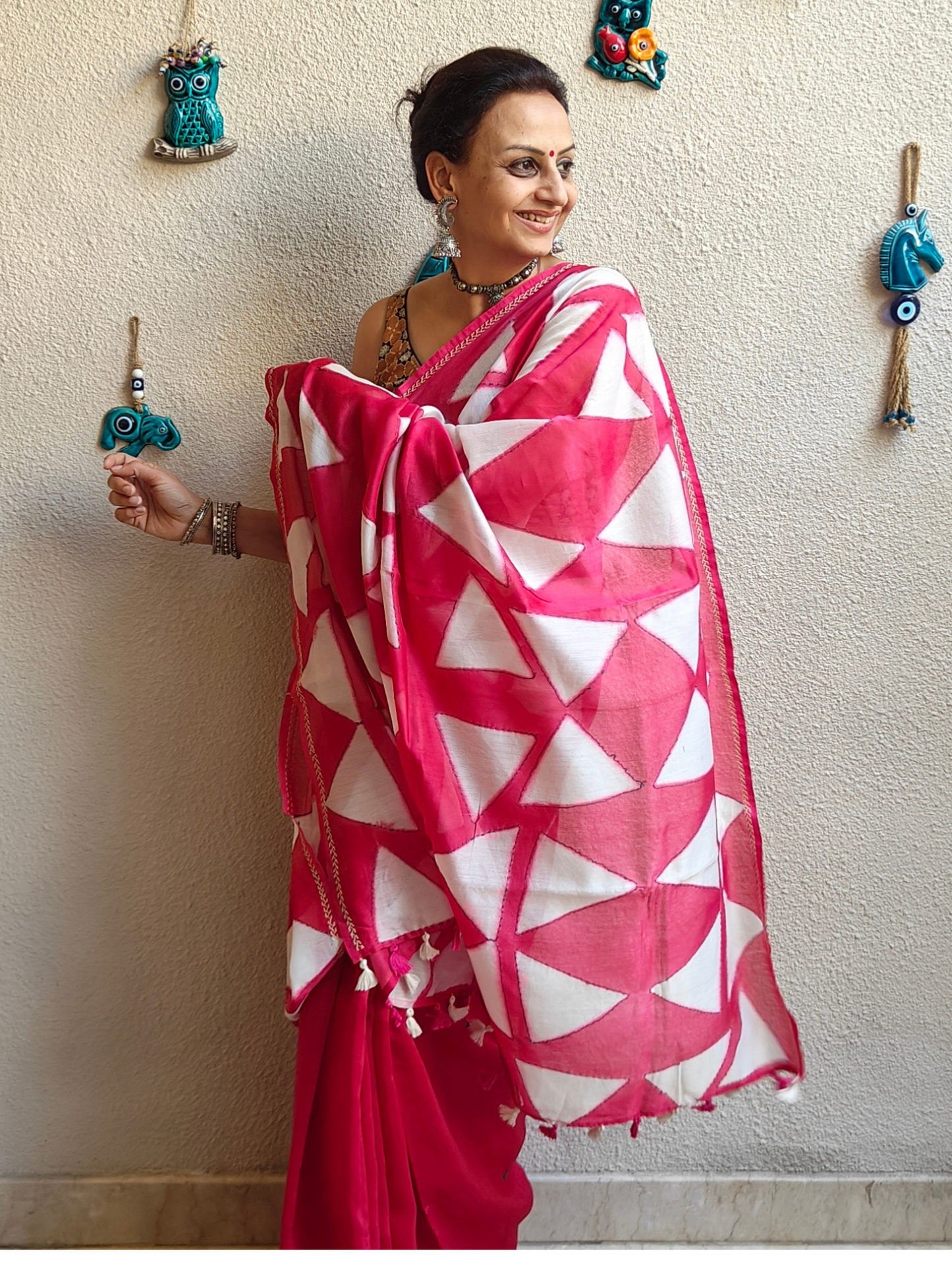 Red Shibori Clam Dyed Handcrafted Saree