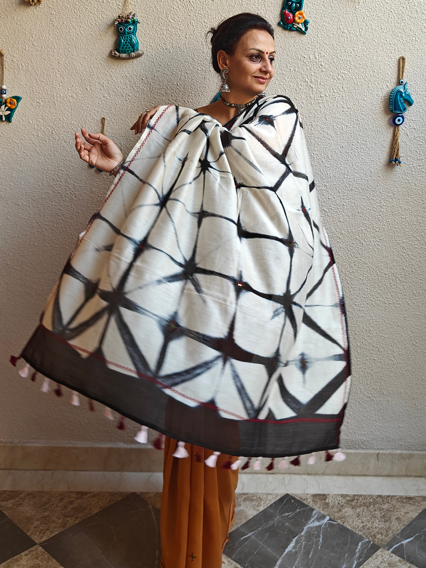 Mustard Shibori Handcrafted Saree
