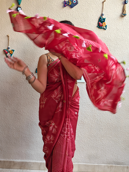 Wine Pink Shibori Handcrafted Saree