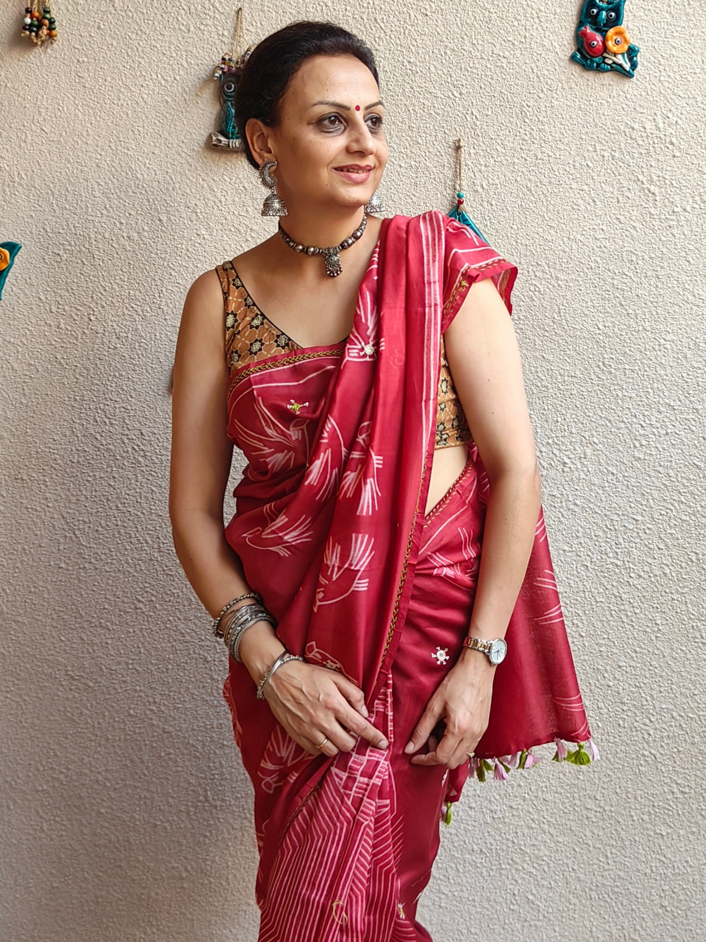 Wine Pink Shibori Handcrafted Saree