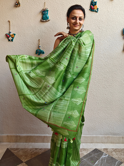 Green Shibori Handcrafted Saree