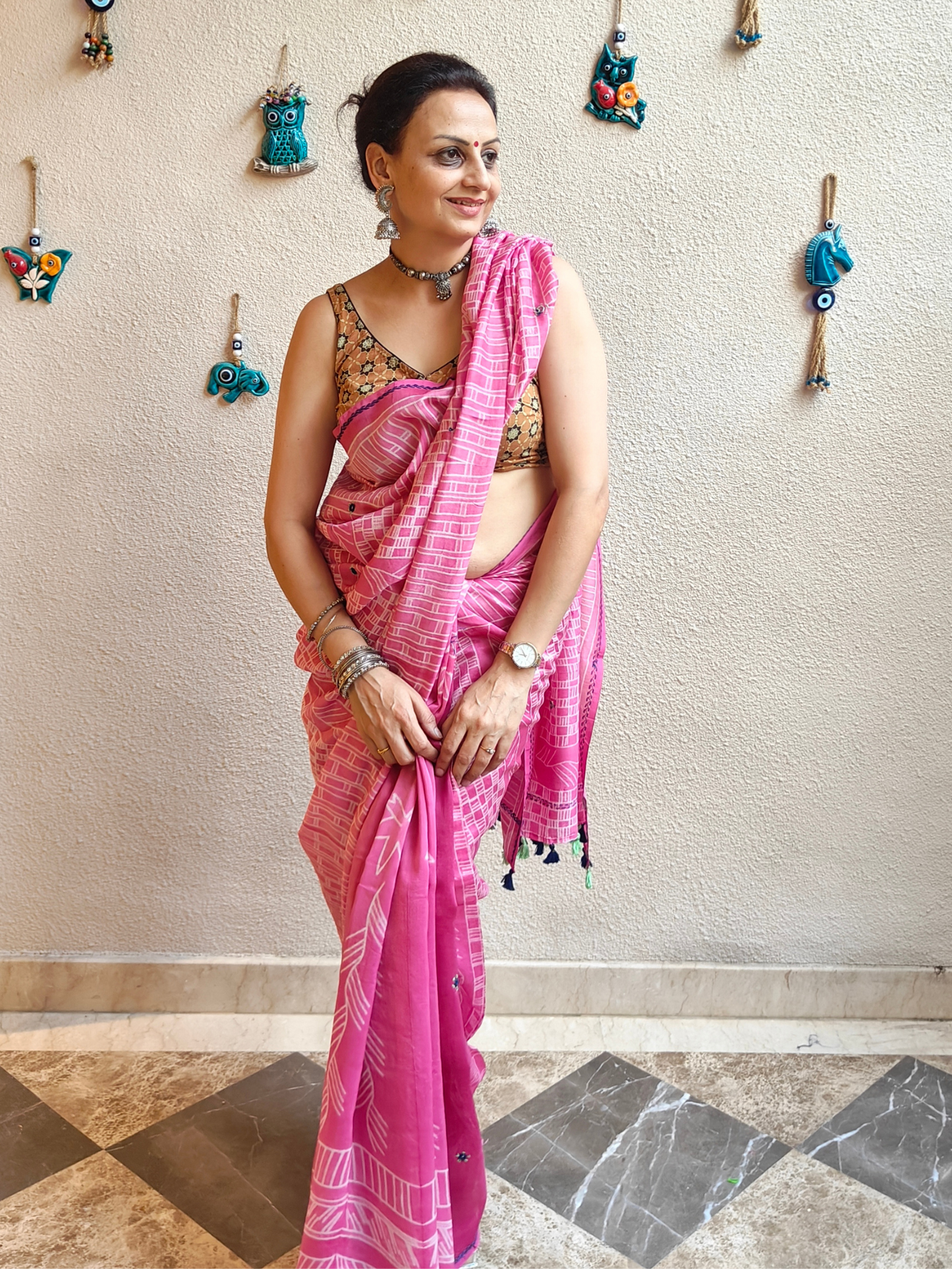 Pink Shibori Handcrafted Saree