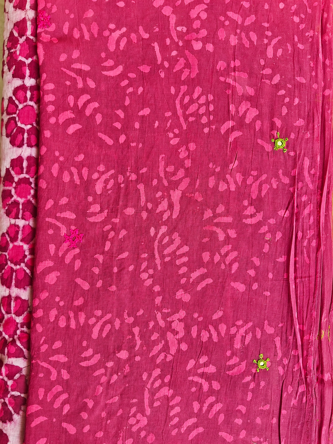 Mauve Handblock Printed Hand Embroidered Mull Cotton Saree
